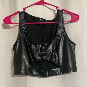Leather tight fit crop top